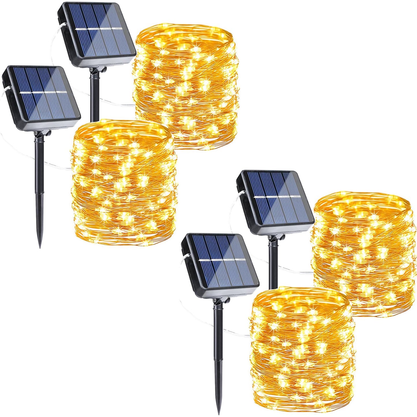 Joomer Solar Fairy Lights, 4-Pack Total 104FT 320LED Solar String Lights Outdoor Waterproof 8 Lighting Modes for Patio Fence Party Garden Yard Home Holiday Tree Outdoor Decoration (Warm White)