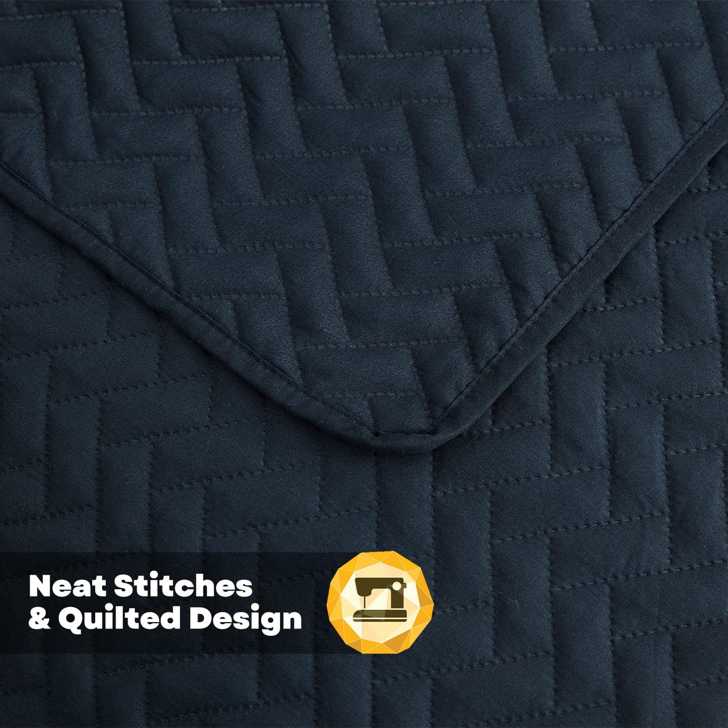 Maple&Stone Quilt Set Queen Size, Lightweight Navy Bedspread Ultrasonic Chevron Pattern Light Coverlet for All Season Comforter Bedding Decor - 3 Piece Full Bed Cover Sets