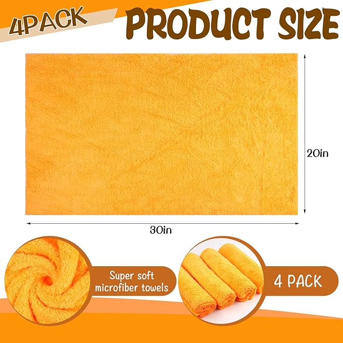 4 Pcs Extra Large Microfiber Cleaning Cloth, Lint and Streak Free