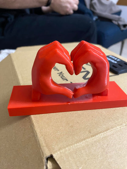 Hand Heart Sign Decor Figurine, Finger Heart Art, Valentine Gift, Rose Gold Pink Desk Accessory