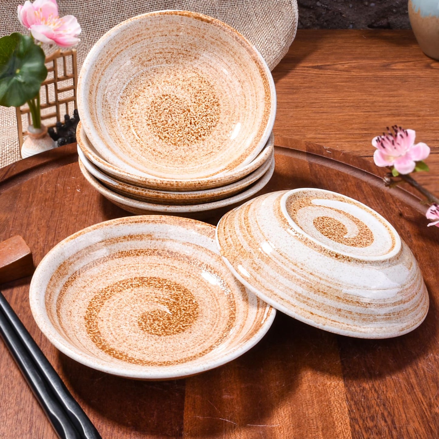 BOSILI Yellow Japanese Ceramic Sauce Dishes Set of 6 3.85 Inch Small Dipping Bowls for Sushi, Dumplings Soy Sauce Modern Porcelain Condiment Cups Side Dish Plates Microwave & Dishwasher Safe