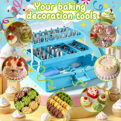 Suuker Cake Decorating Tools Supplies Kit, 236 Pieces Baking Accessories with Storage Case, Frosting Piping Kit, Piping Bags and Tips Set with 36 Numbered Piping Tips, Pastry Bags for Cake