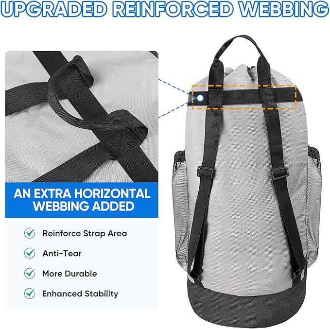 BALEINE 2PK 120L Laundry Bag Backpack, 900D Oxford Fabric Large Travel Laundry