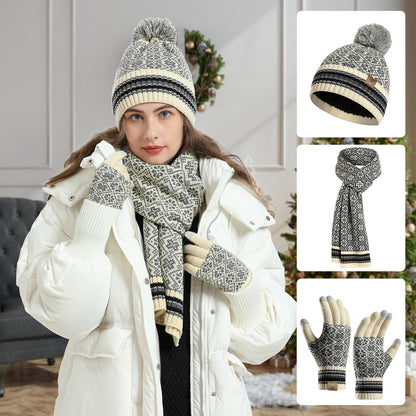 Winter Beanie Hat Long Scarf and Touchscreen Gloves for Women Fleece Lined Skull Cap Neck Scarves for Men 3Pcs