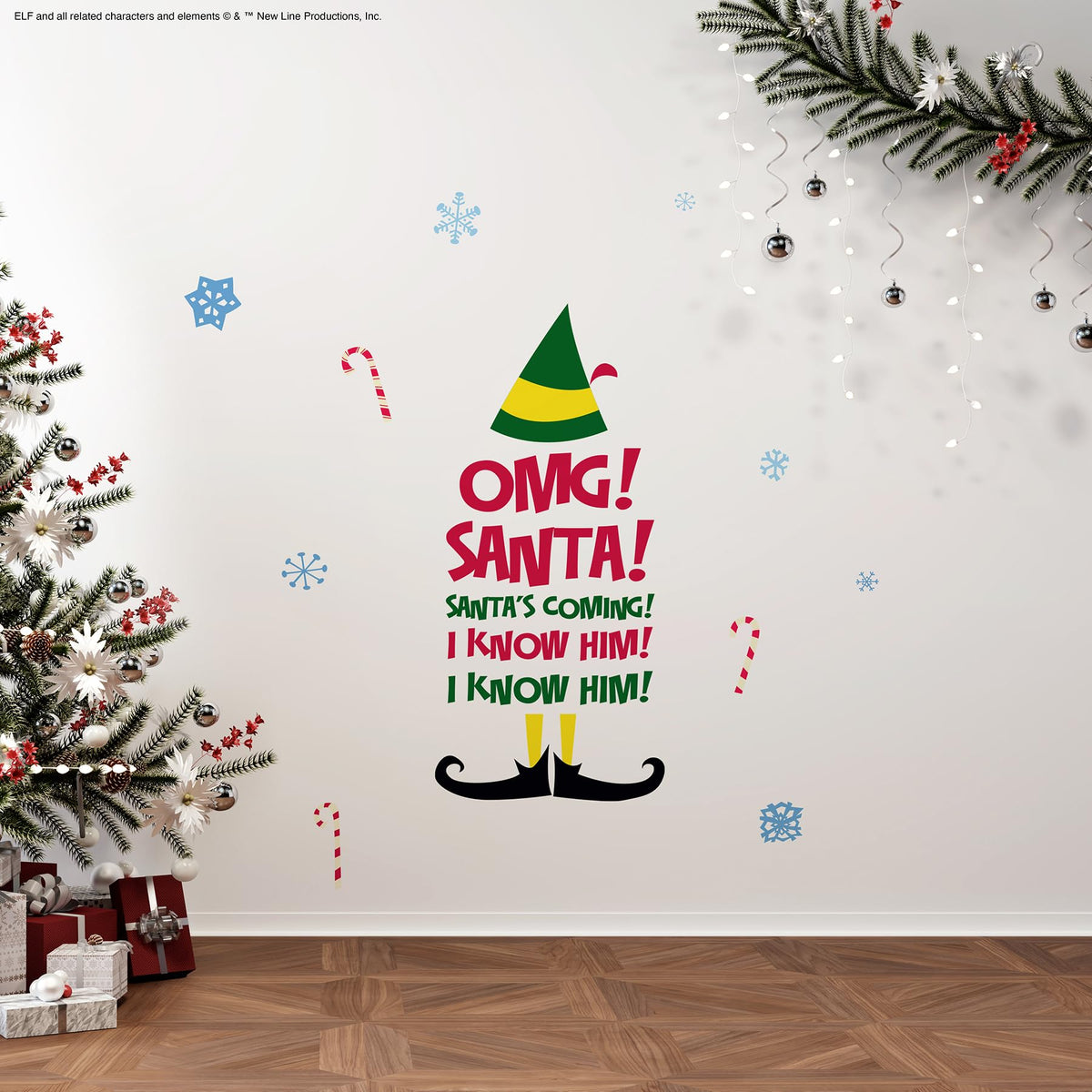 Buddy The Elf Santa I Know Him Peel and Stick Wall Quote Decals By RoomMates, RMDM5551