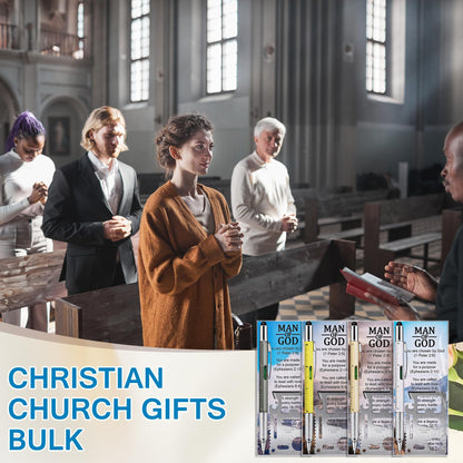 24 Sets 6 in 1 Multi Tool Pen Credit Card Tool Father Day Man of God Gift Christian Church Gifts for Men Bulk Bible Verse Bookmarks Screwdriver Pen Multi Tool Pens for Christian Father Coworker