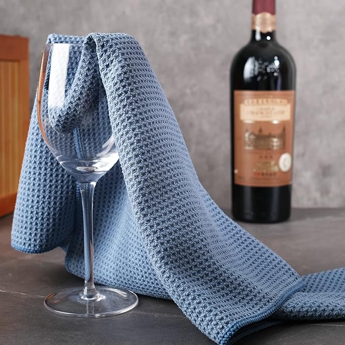 POLYTE Premium Microfiber Kitchen Dish Hand Towel Waffle Weave 12 Pack