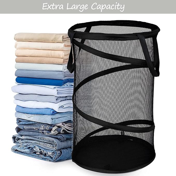 BATTOO 2 Pack Large Collapsible Laundry Basket Foldable Mesh Pop Up Hamper