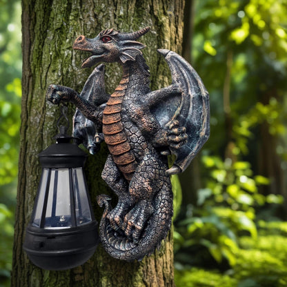 niwhydi Dragon Tree Hugger with Solar Lantern 10.4 Inch Dragon Lamp Decor Statue Garden Yard Outdoor Outside Thoughtful Gifts for Women Mom Grandma
