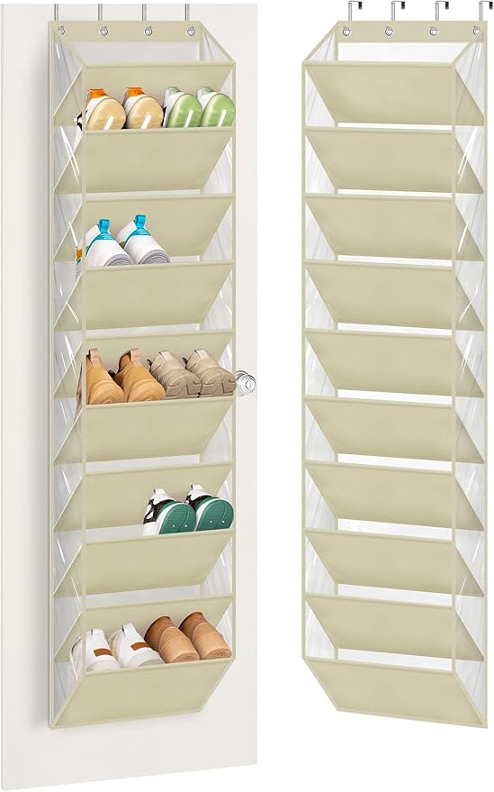 AOODA 10 Tier Clear Over The Door Shoe Organizer Storage, Deep Pockets Large