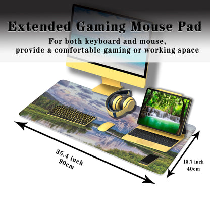 Samgula Gaming Mouse Pad Green Computer Pad, Large Mousepads Desktop Mats, Mouse Pad Big Waterproof Non-Slip Rubber Base, 35.4 X 15.7 inch for Work/Game/Office Oxbow Bend Grand Teton National Park