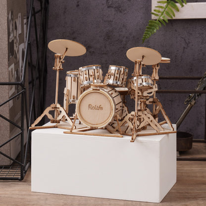 Rolife 3D Wooden Puzzles Drum kit Craft Model Kits for Adults to Build Musical Instruments Birthday Gift for Family and Friends 246 Pieces, Drum kit