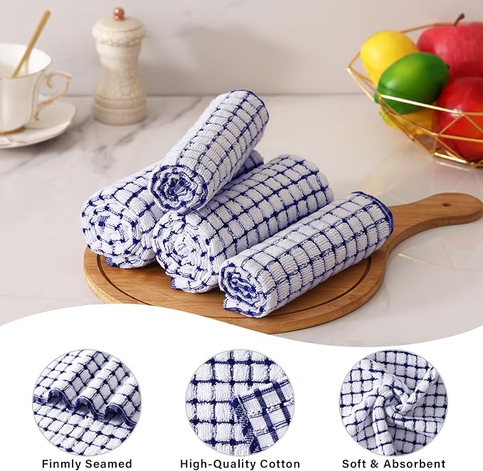 Homaxy Kitchen Towels and Dishcloths Set, 16 x 25 and 12 x 12 Inches, Super