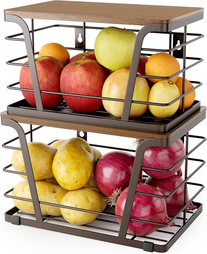 Extra Large 2 Pack Potato and Onion Storage Bins, Stackable Storage Pantry