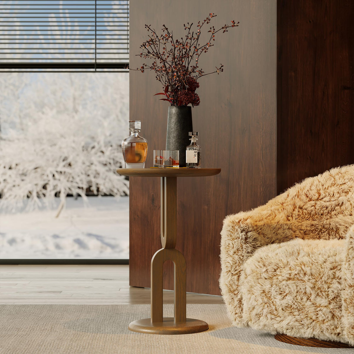 Rosolaratop Solid Wood End Table with Sturdy U-Shaped Base, Modern Accent Side Table for Living Room Bedroom, Natural Ash Wood, Easy Assembly (15.75" L x 15.75" W x 23.62" H)