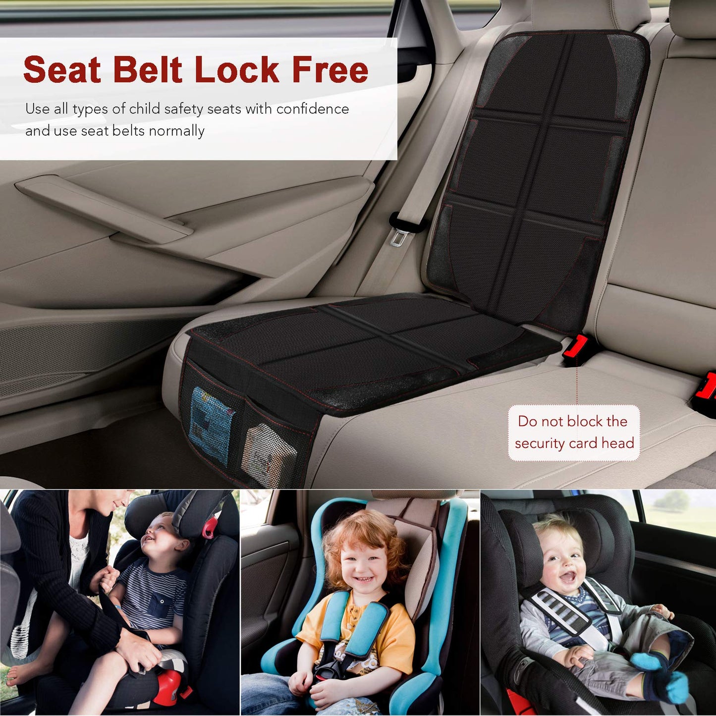 Beicarin Car Seat Protector Cushion Mat, 2 Pack Baby Seat Protector Child Car Seat with Organizer Pocket, Auto Dog Pad with Non Slip Backing Waterproof for SUV Sedan Truck