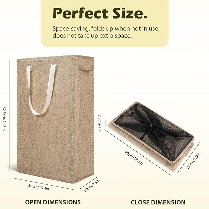 Odonata Slim Laundry Hamper Handles Collapsible Laundry Basket Thin Dirty