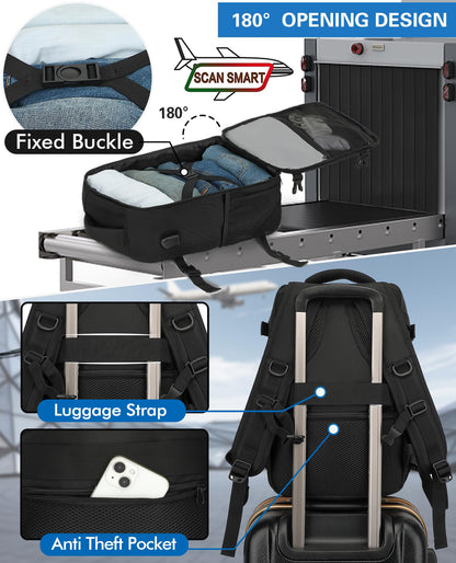 KLOSTAIN Cabin Bags 40x20x25 for Ryanair Underseat Travel Backpack Hand Luggage Carry-ons Bag Cabin Size 20L for Airplanes Flight Ruscksack Black