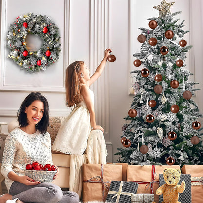 Aitsite 24ct Christmas Tree Ornaments Set 1.57 inches Mini Shatterproof Holiday Ornaments Balls for Christmas Decorations （Brown）