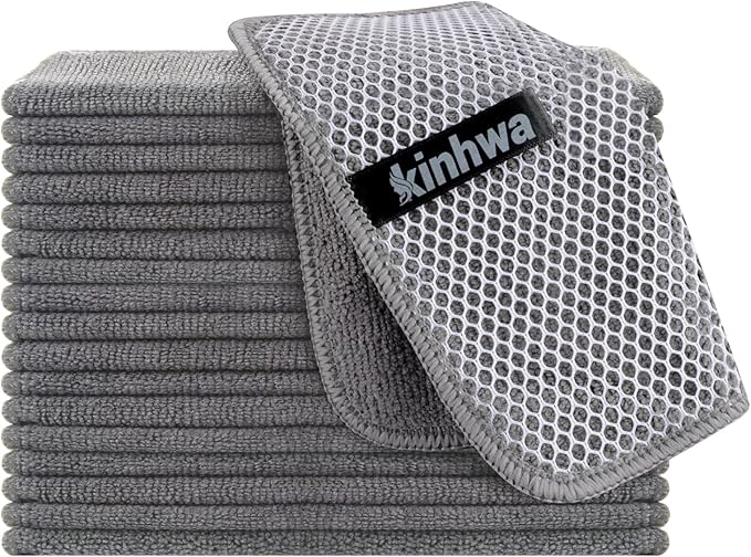 KinHwa Kitchen Washcloths for Dishes Absorbent Microfiber Dish Cloths Quick Dry