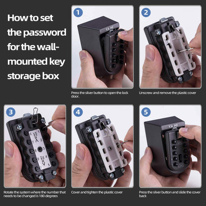 Exterior Outdoor Waterproof Hide Wall Mounted Key Safe Box - House use Key Storage Lock Box,Key Lock Box(Black)