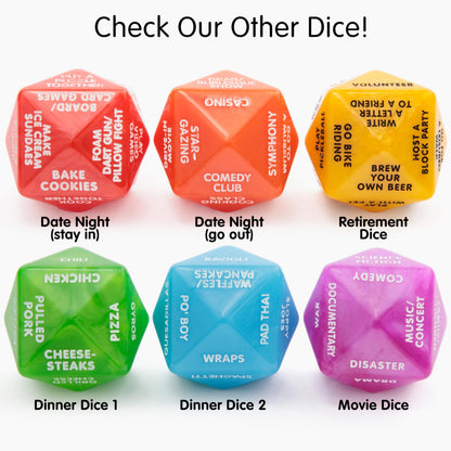Retirement Gift Decision Dice – Funny Retirement Game for Men & Women (Yellow), Novelty Retirement Dice with Activity Ideas, Gag Gift for Coworker, Boss or Friend, Party Game for Retirees