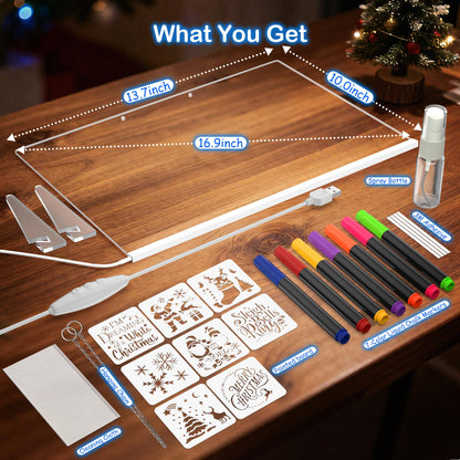 LED Drawing Board for Kids, 17" Light Up Doodle Board, Reusable Glow in The Dark Drawing Tablet with 7 Colors, Erasable & No Mess Art Toy for Ages 3-12+, Best Birthday Gift for Girls Boys (2026 New)