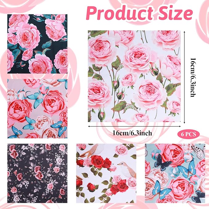 6 Pcs Thickened Glasses Cleaning Cloth Elegant Flower Design Microfiber