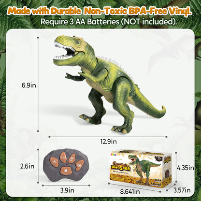 JOYIN LED Light Up Remote Control Dinosaur Walking and Roaring Realistic T-Rex Dinosaur Toys with Glowing Eyes, Walking Movement, Shaking Head For Toddlers Boys Girls