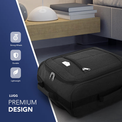 LUGG Cabin Size Lightweight Luggage - Durable 600D Polyester Snowflake Push Up Trolley - Solid Wheels - Easyjet, Ryanair, British Airways - Airway Locker (45x36x20cm)
