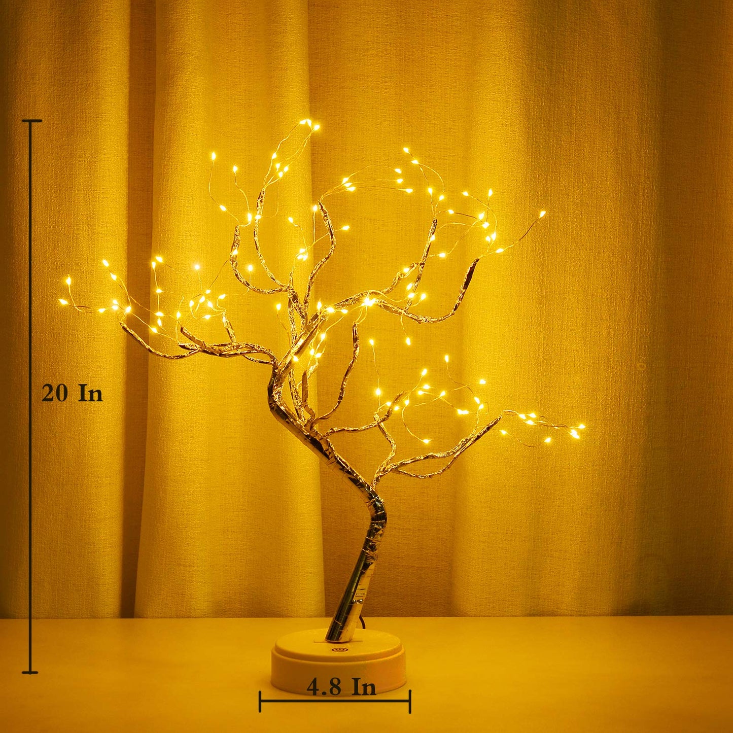 20" Bonsai Fairy Spirit Tree Light with 108 LED, DIY Artificial Tree Lamp, Battery/USB Operated, Aesthetic Lamps for Living Room Bedroom Christmas Party Home Gifts Room Decor (Warm White)