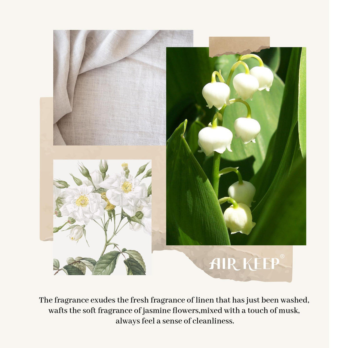 Airkeep Flower Reed Diffusers Set, 5.07 oz Clean Aldehydes Musk Scented Oil Diffuser with 8 Reed Sticks, Home Fragrance Diffuser Gift Set for Bathroom & Office Decor 150ml