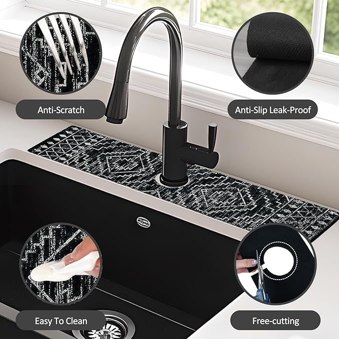 2PCS 24" X 5.5" Kitchen Sink Splash Guard Faucet Mat Aztec Super Absorbent Fast