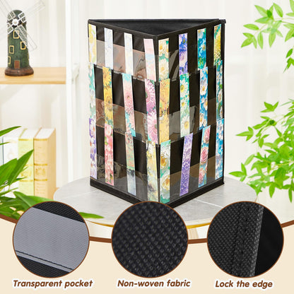Faccito Bookmark Display Stand, Three-Sided Portable Holder with Multi-View Display, Black Desktop Rack for Bookmarks, Valentine-Themed Designs, Vendor Booths, Retail Stores