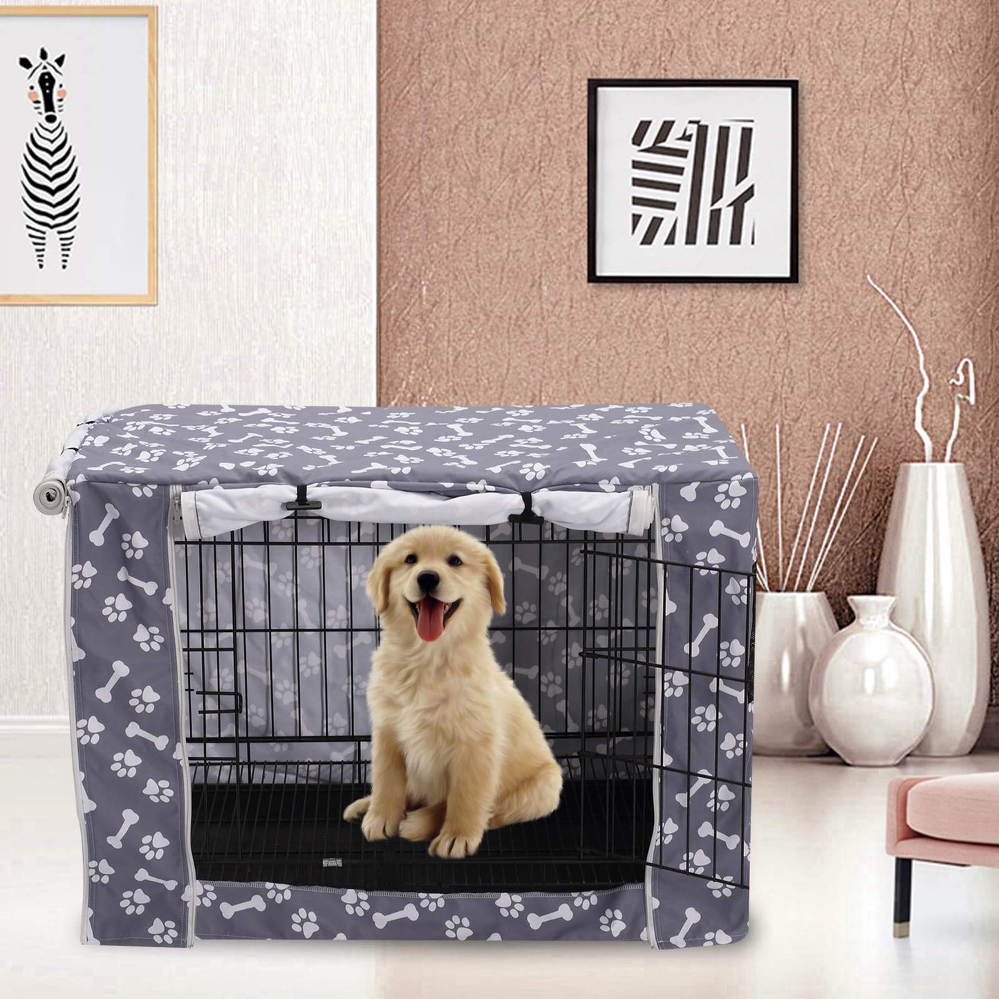 Dog Crate Cover Durable Polyester Pet Kennel Cover Universal Fit for Wire Dog Crate - Fits Most 42 inch Dog Crates - Cover only-Sky Gray-42