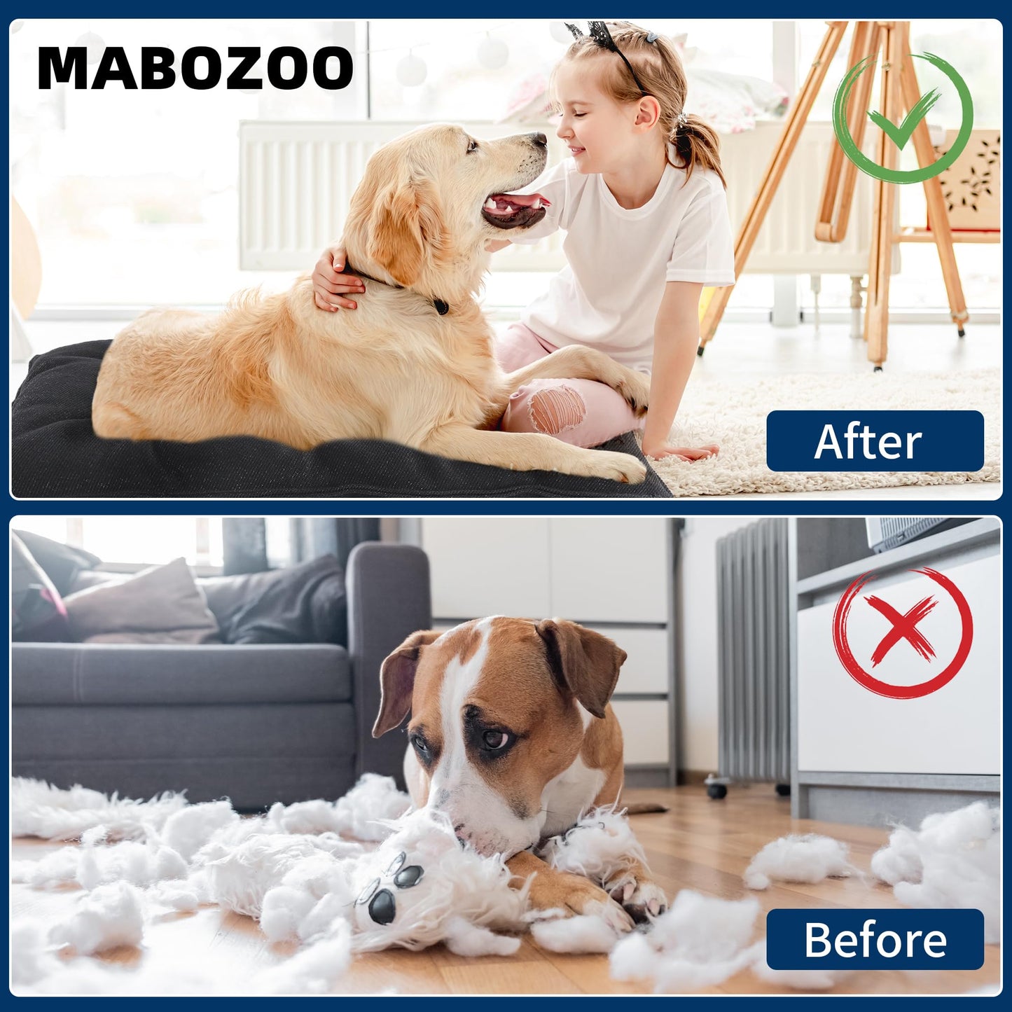 MABOZOO Indestructible Dog Bed - Chew Proof Crate Pad, Durable for Aggressive Chewers, Washable Mats for Small Puppy, Black, 17x23 in