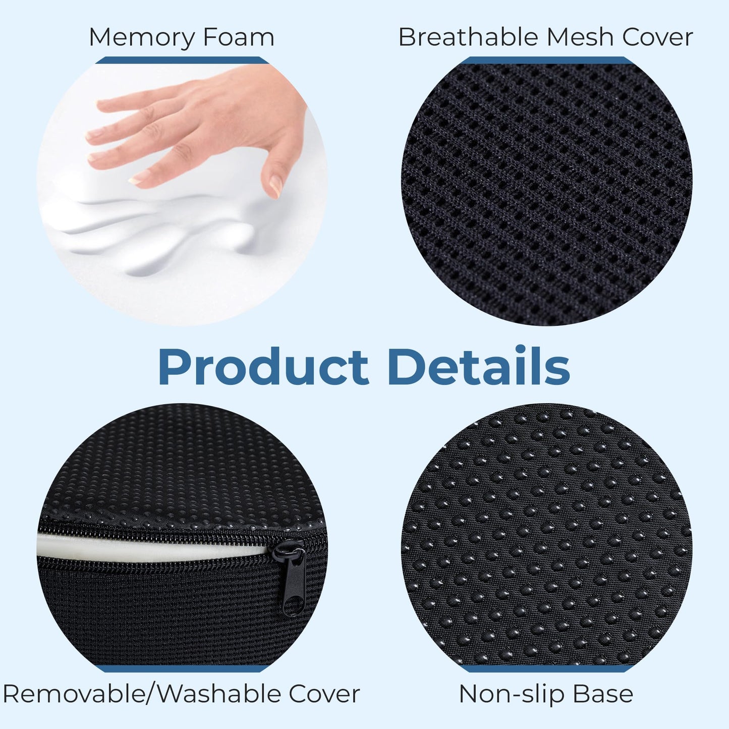 5 STARS UNITED Donut Pillow Hemorrhoid Tailbone Cushion – Large Cushion for Pain Relief – Coccyx, Prostate, Sciatica, Pelvic Floor, Pressure Sores, Pregnancy, Postpartum Recovery, Black