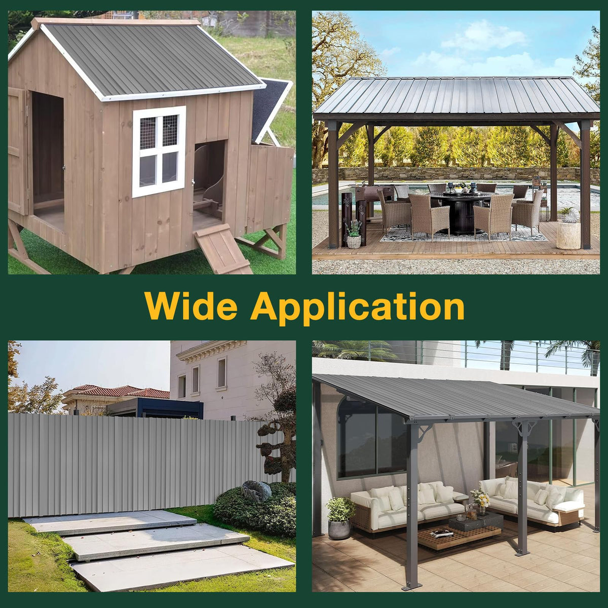 NeatiEase 20 Pcs Metal Roofing Panels, 6.1 Feet Corrugated Galvanized Roofing Panels Metal Siding Panels with Steel Screws for Pergola, Gazebo, Shed, Outdoor Storage, Chicken Coop, Patio,Garages