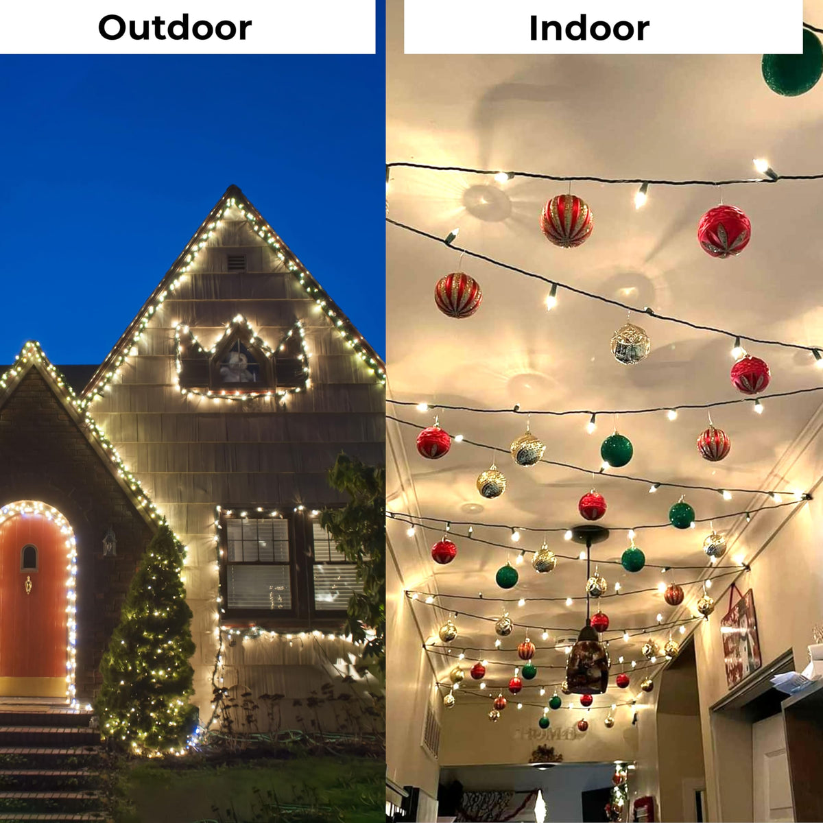 Holiday Essence Christmas LED Lights 100 Cool White String Lights for Indoor and Outdoor Decorative Use, Holiday and Tree Decor, Patio Hanging Lighting Decorations, Green Wire, 26.9 Ft, UL Certified