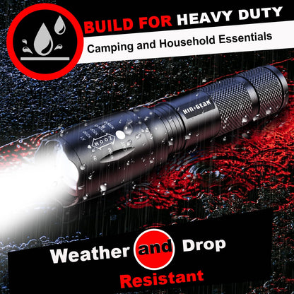 HinsGEAR 1 Mode Flashlights 4 Pack, Bright Zoomable LED Tactical Flashlight High Lumens, Water Resistant Portable Pocket Flash Light for Emergency, Camping Essentials, Gift - SL2000