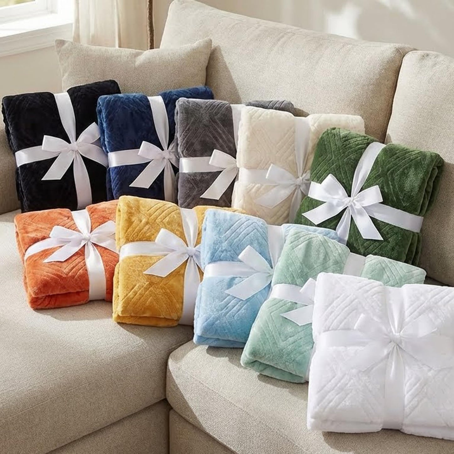 Superior Alaska Collection Quilted Diamond Throw Blanket - Soft Plush Velvety Fleece Blanket for Couch, Bed and Living Room Decor - Cozy, Warm & Lightweight All-Season Cover, King Size, Ivory