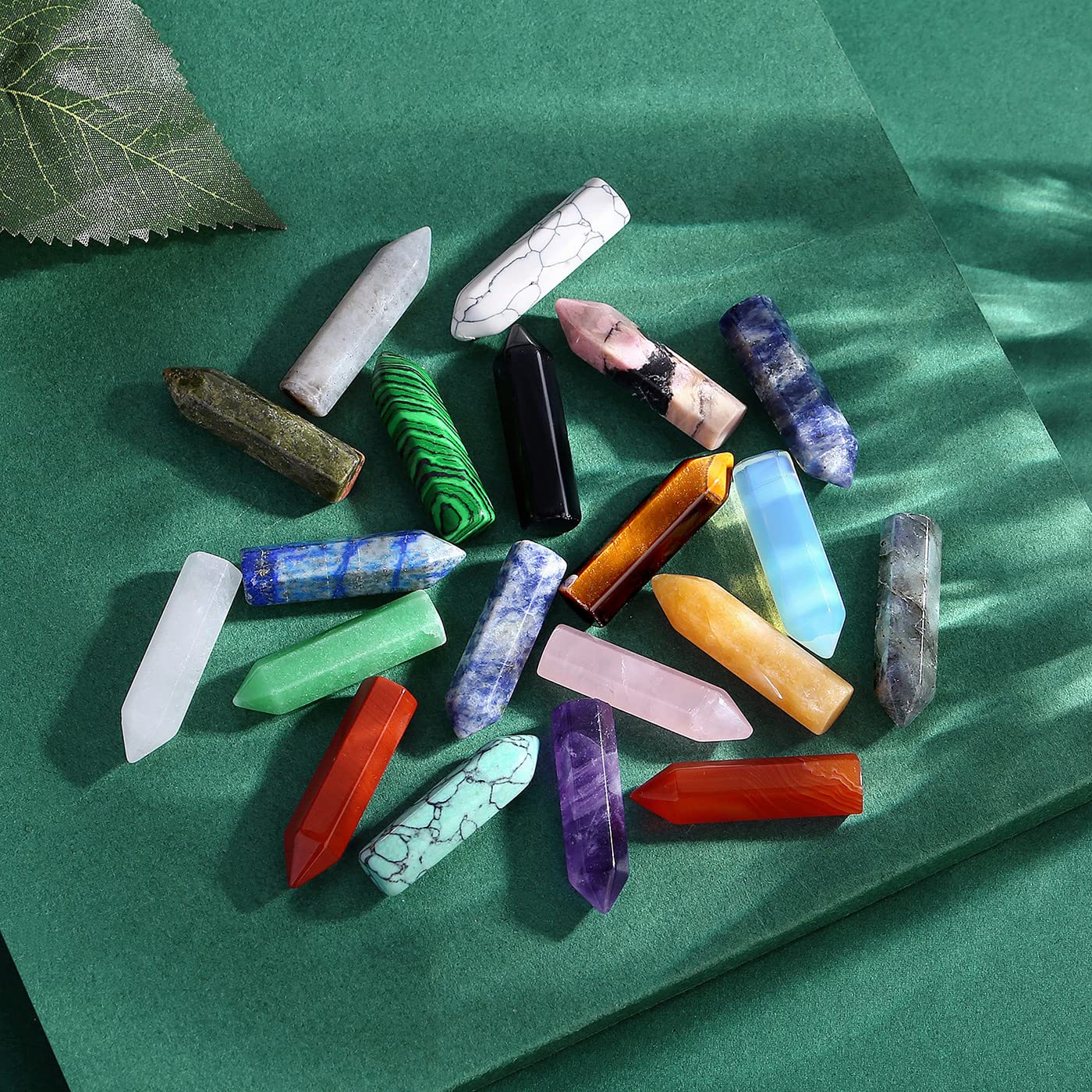Bundle of 20 PCS Crystals Wands and 20 PCS Natural Heart Crystals Healing Crystal Palm Pocket Stones Polished Love Shaped Gemstones Rose Quartz Amethyst Assorted Set Bulk Wholesale Reiki Energy Balanc