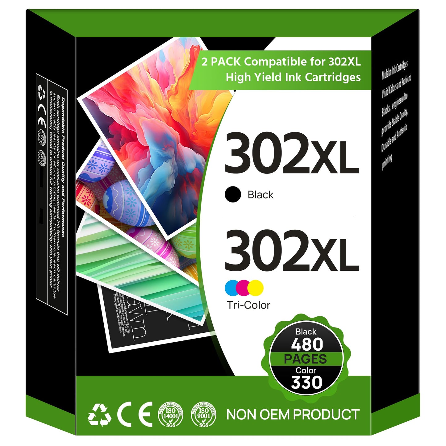 302XL Ink Cartridges Black and Colour 2-pack Replacement for HP 302 Ink Cartridges Combo Pack for HP Envy 4520 4527 4524 4523 OfficeJet 3835 3830 3831 4650 5230 DeskJet 3630 1110 DeskJet 3630 Printer