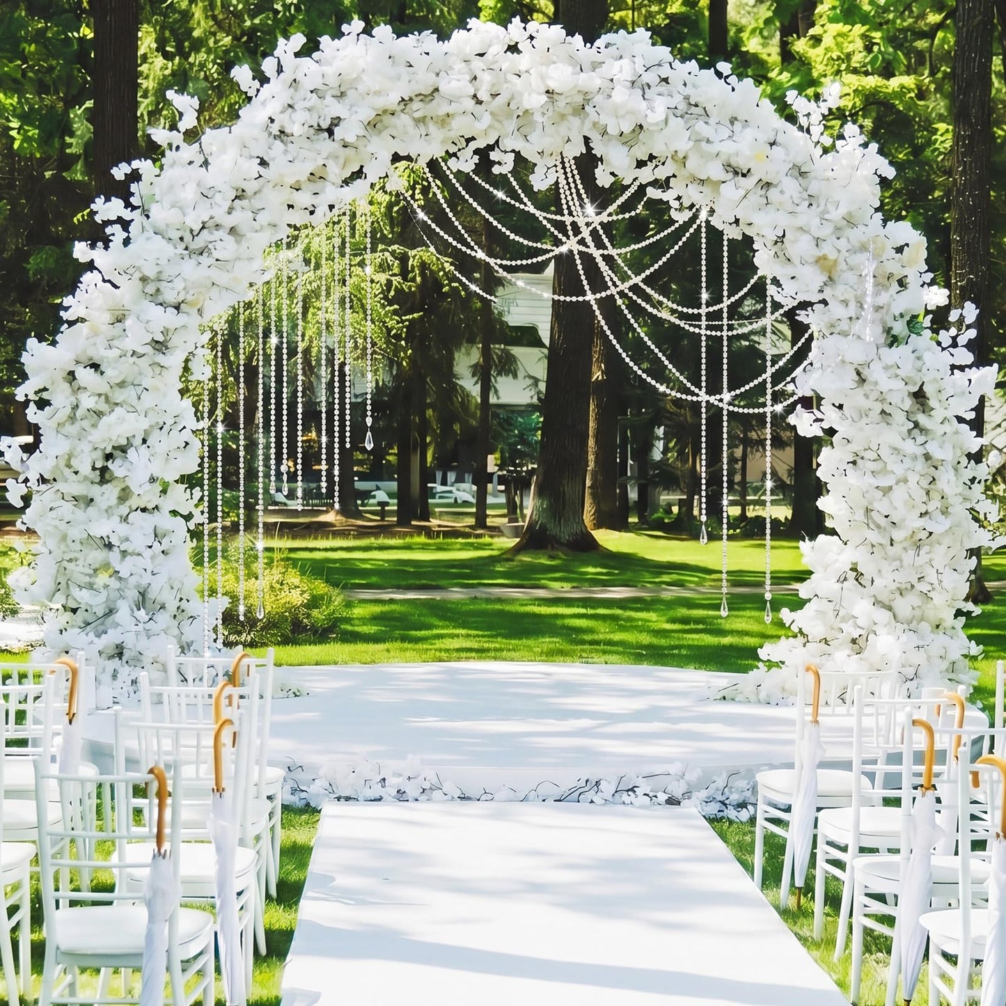 Giegxin 24 Pcs 118 ft Wedding Pearl Backdrop Crystal Garland Faux Pearl Hanging String Bridal Party Garland Hanging Decoration for Wedding Party Flower Home Window Ceiling Draping Decoration