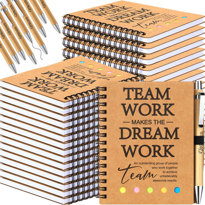 Skyygemm 20 Sets Employee Appreciation Gifts Spiral Notebook Journal with Sticky Notepad Index Tabs Thank You Gifts Notepad with Bamboo Pen Bulk for Teacher Cna Nurse Coworker(Team Appreciation)