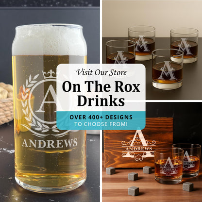 Monogram Beer Glasses for Men (A-Z) 16 oz - Beer Gifts for Men Brother Son Dad Neighbor - Unique Gifts for Him - Personalized Drinking Gift Beer Glass Mugs - Engraved Beer Can Glass (C)