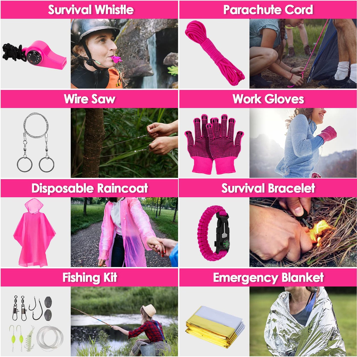 Vioview Emergency Survival Kit and First Aid Kit, Self Defense Kit Safety Kit for Women with Tactical Molle Pouch, Gifts for Women Outdoor Adventure Camping Hiking Hunting