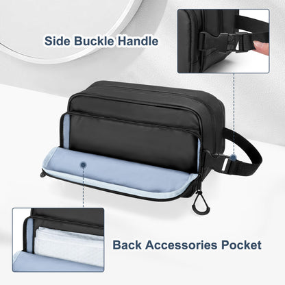 Prokva Toiletry Travel Bag for Men Tactical Hygiene Bag, Shaving Kit Toiletries Organizer Dopp Kit with Large Capacity, Black (Empty Bag Only)