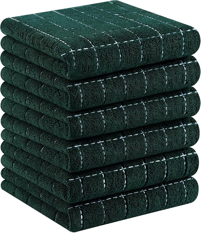 Homaxy 100% Cotton Terry Kitchen Towels, Checkered Designed, Soft and Super