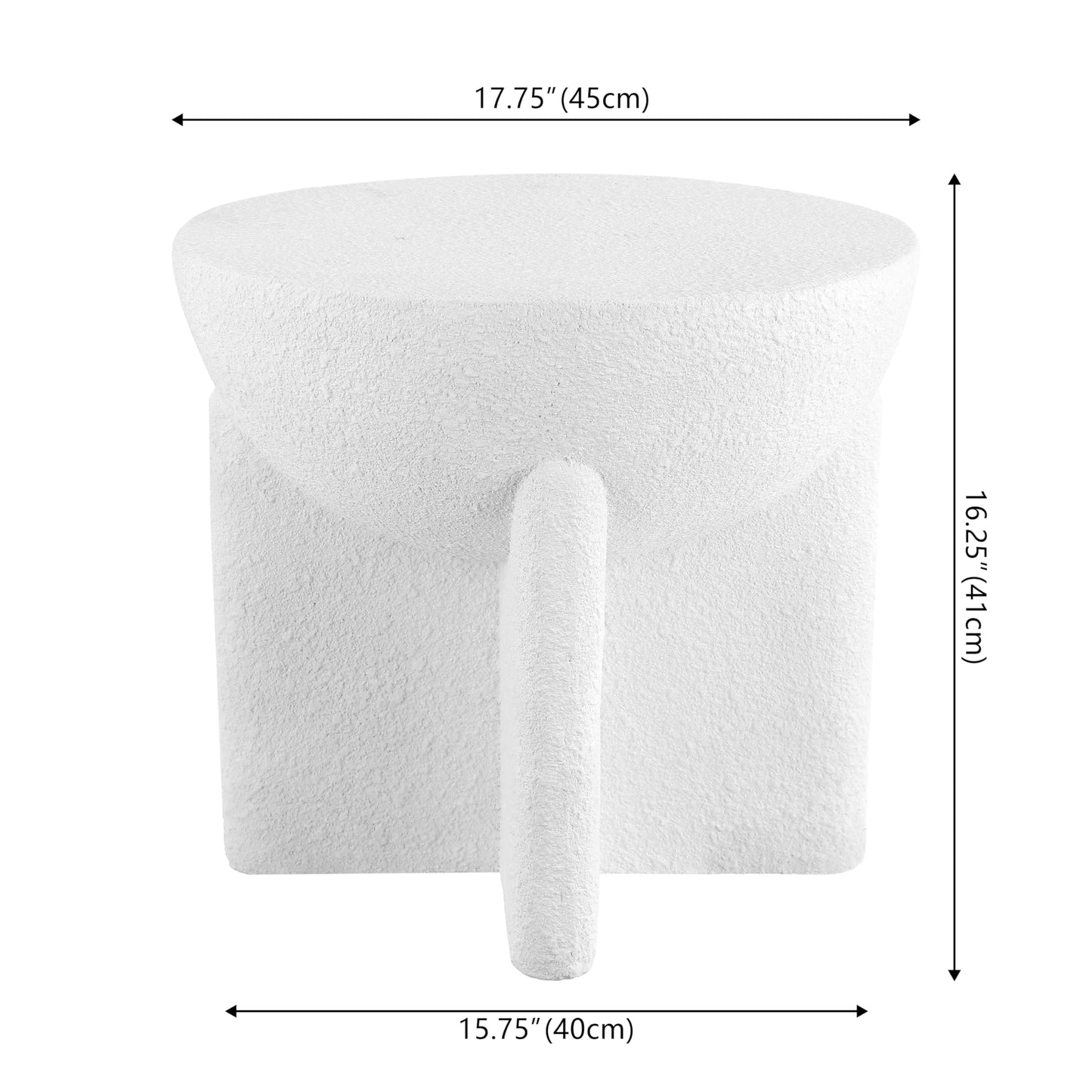 JONATHAN Y Brady Indoor/Outdoor Accent Table & Garden Stool, Minimalist Geometric Weather Resistant Sculptural Side Table for Patio, 17.75" x 16.25", White Frosted TBL1109B